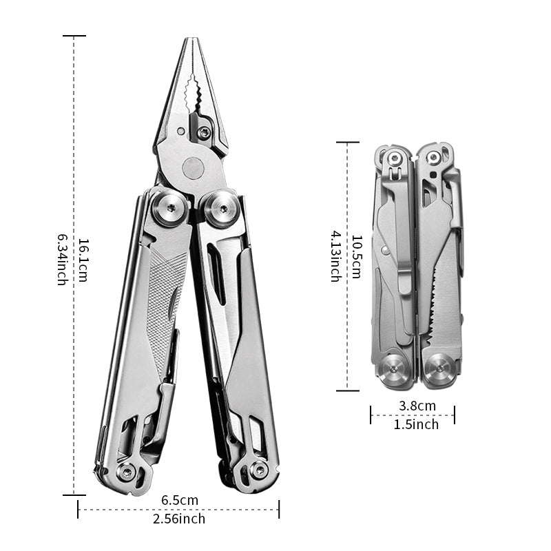 18 in 1 Silvery Outdoor Multitool Pliers Stainless Steel Folding Full Locking Combination Camping Multitool Pliers With Bits Driver Wautton Outdoor Gear