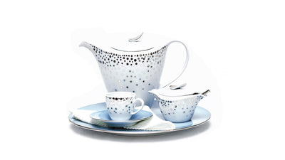 Silver Rain Espresso Cup + Saucer (Set of 4)
