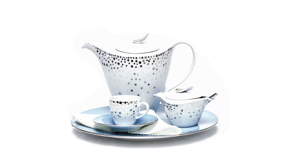 Silver Rain Espresso Cup + Saucer (Set of 4)
