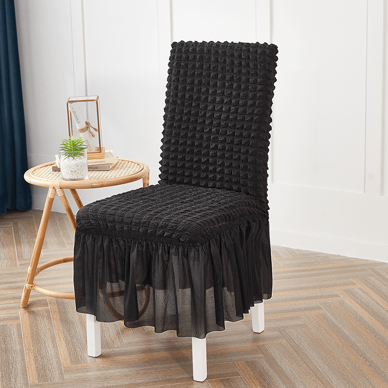 Premium Textured Seersucker High-Stretch Washable Dining Chair Slipcovers with Skirt
