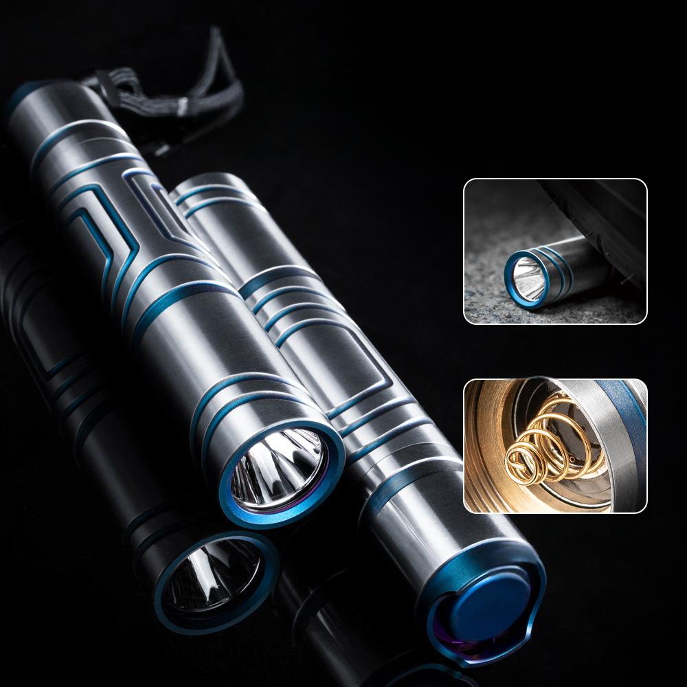 EDC Titanium Alloy Mini Flashlight Rechargeable Fishing Outdoor Waterproof Camping Lighting EDC Tools Wautton Outdoor Gear