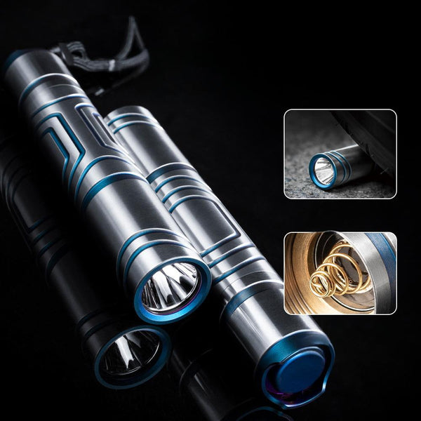 EDC Titanium Alloy Mini Flashlight Rechargeable Fishing Outdoor Waterproof Camping Lighting EDC Tools Wautton Outdoor Gear