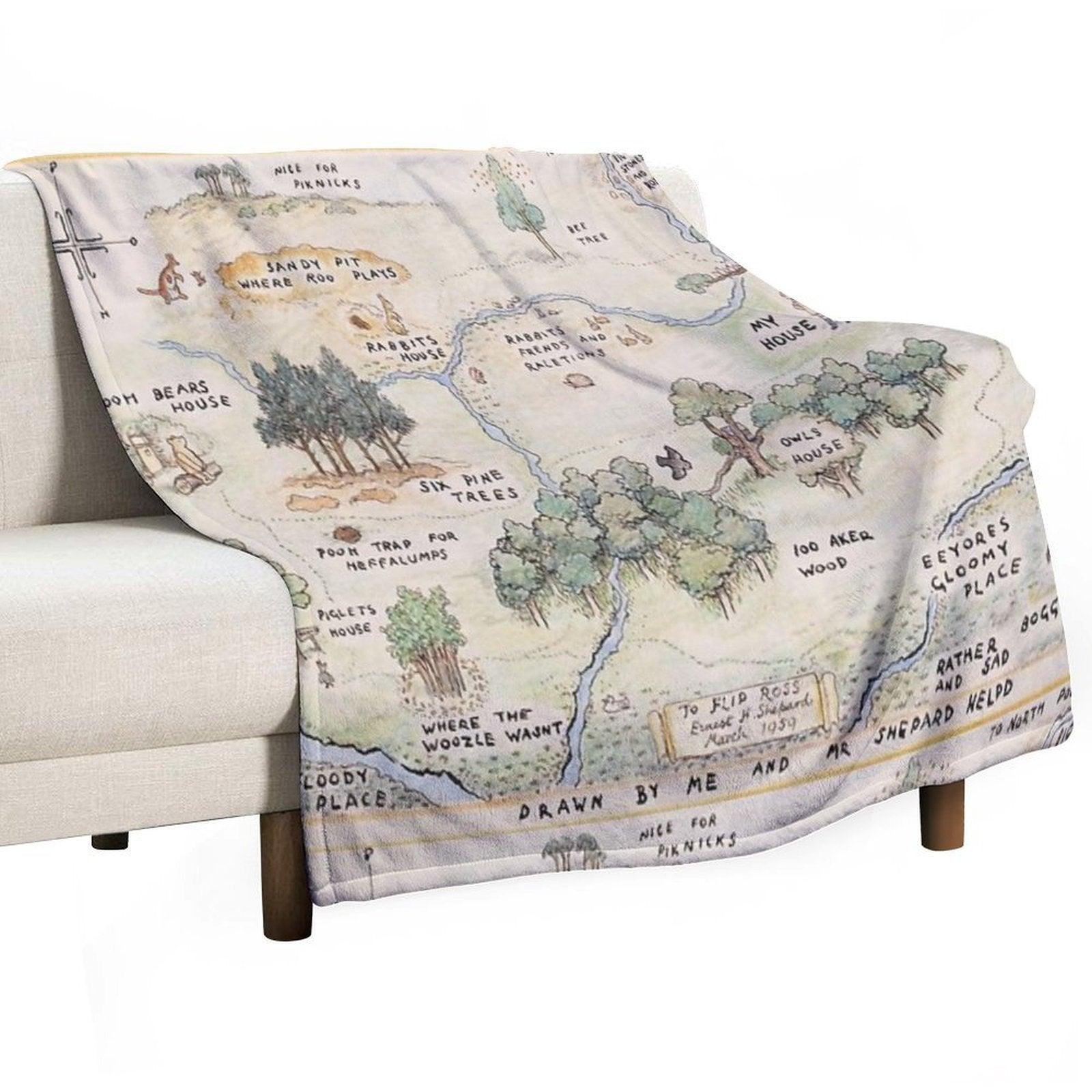 Hundred Acre Wood Map Throw Blanket