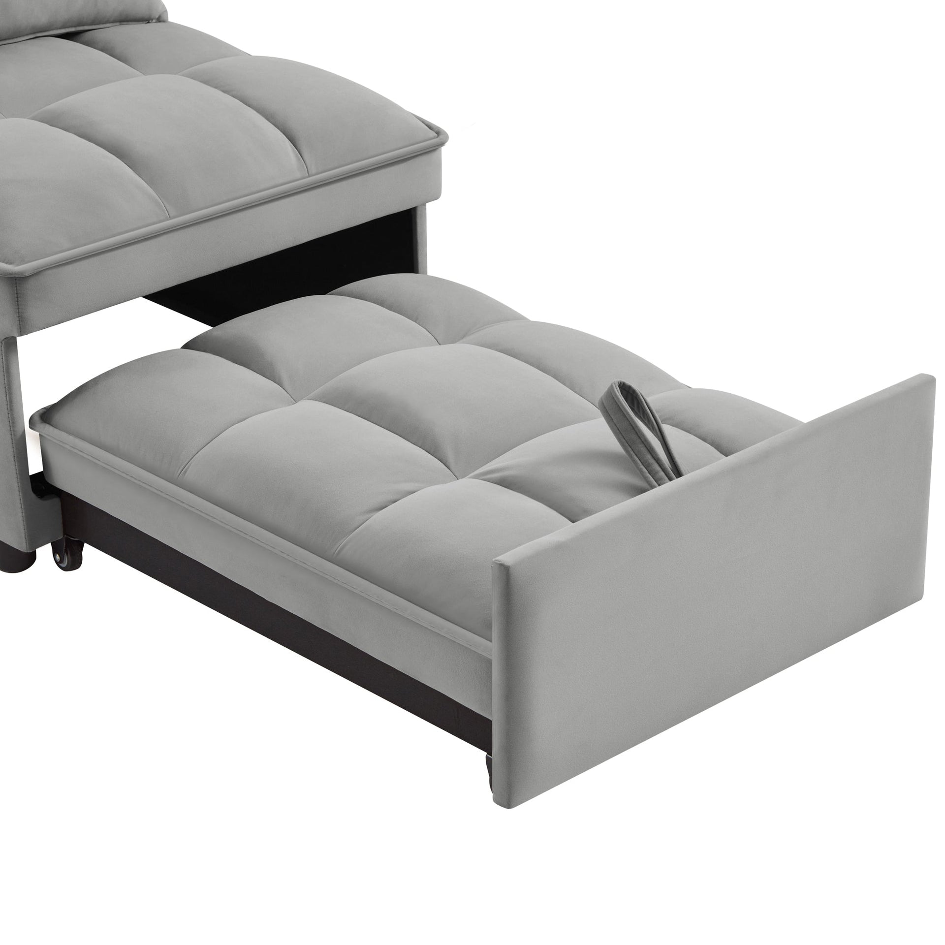 4 in 1 Multi-Function Single Sofa Bed with Storage Pockets Gray