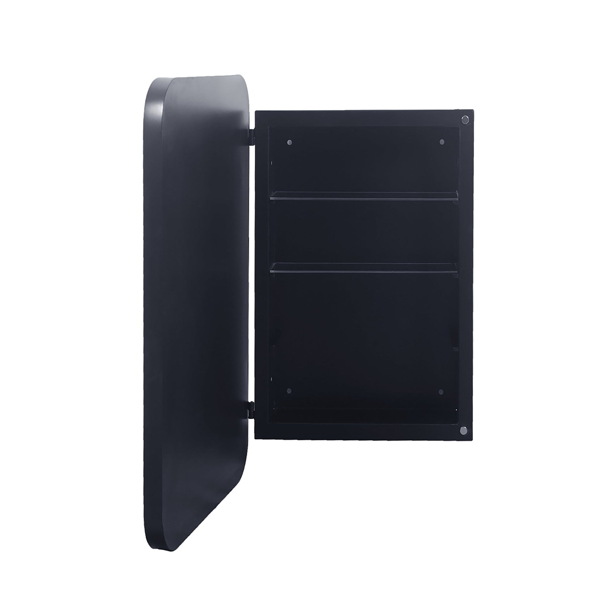 20x30 Inch Recessed Black Metal Framed Medicine Cabinet with Mirror and Adjustable Shelves Black Wall Mirror with Storage for Bathroom
