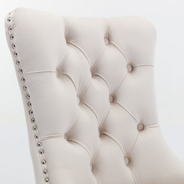Nikki Collection Modern Tufted Solid Wood Velvet Upholstered Dining Chair with Chrome Legs