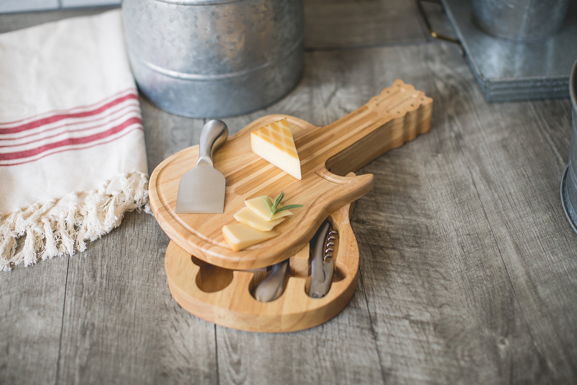 Guitar Cheese Cutting Board & Tools Set