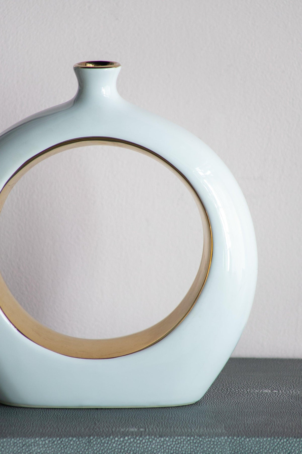 Modern White & Gold Ceramic Ring Vase