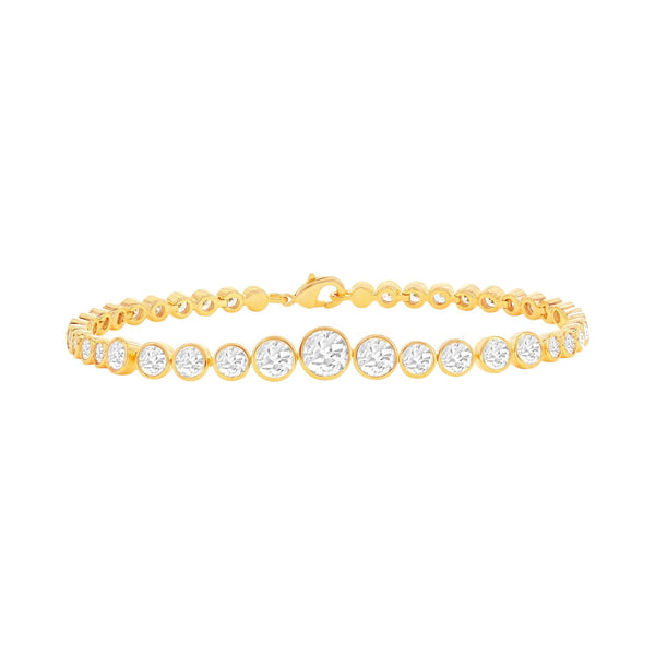 Graduated Round Cut Gold Tone Tennis Bracelet