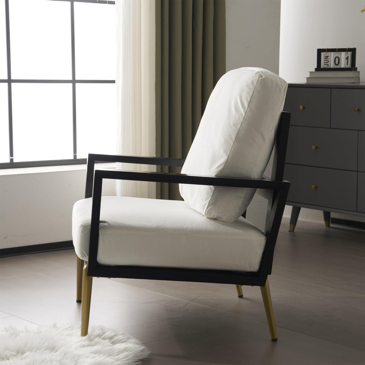 Mid-Century Modern Armchair with Solid Wood Frame