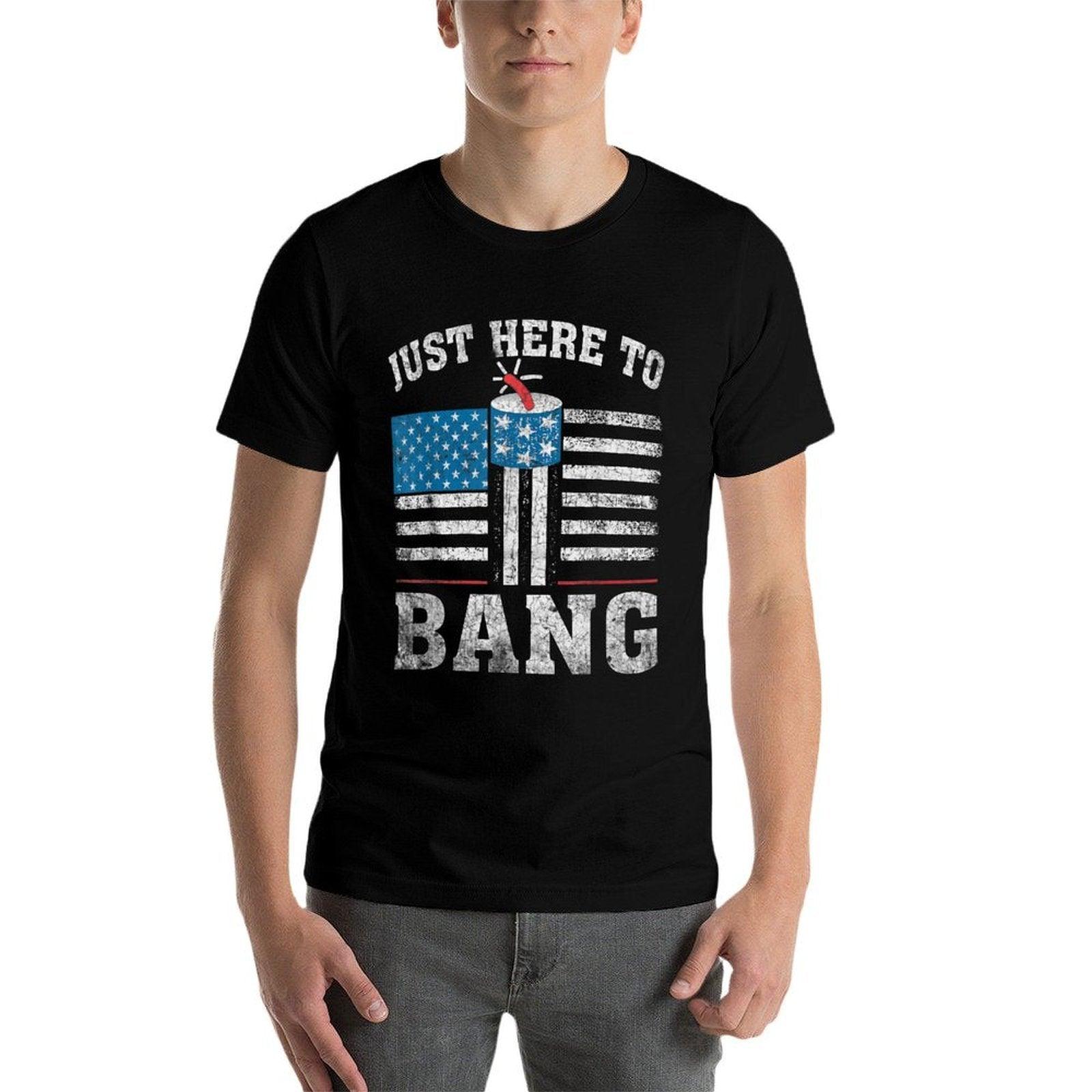 Retro Just Here To Bang 4th OF July American Red  Summer-ready Fabric T-Shirt