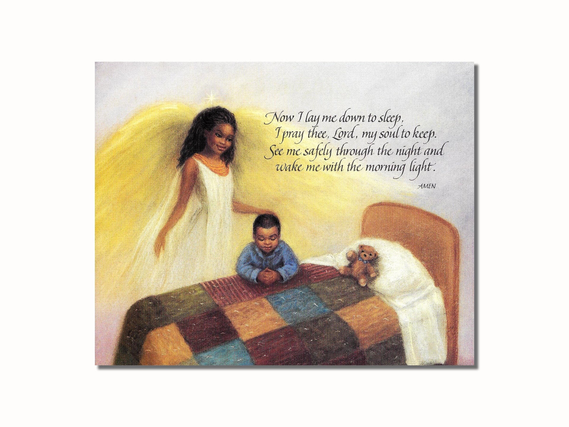 Guardian Angel Wall Art – African American Praying Boy 8x10 Art Print