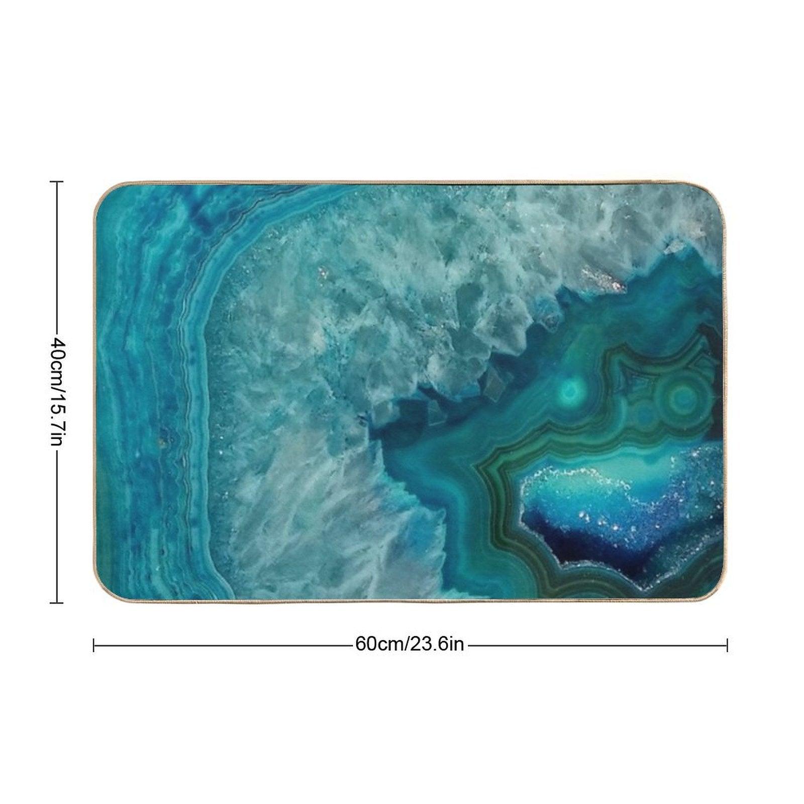 Turquoise Teal Agate Stone Bath Mat