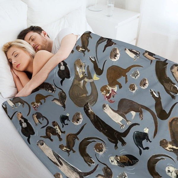 Old World Otters Throw Blanket