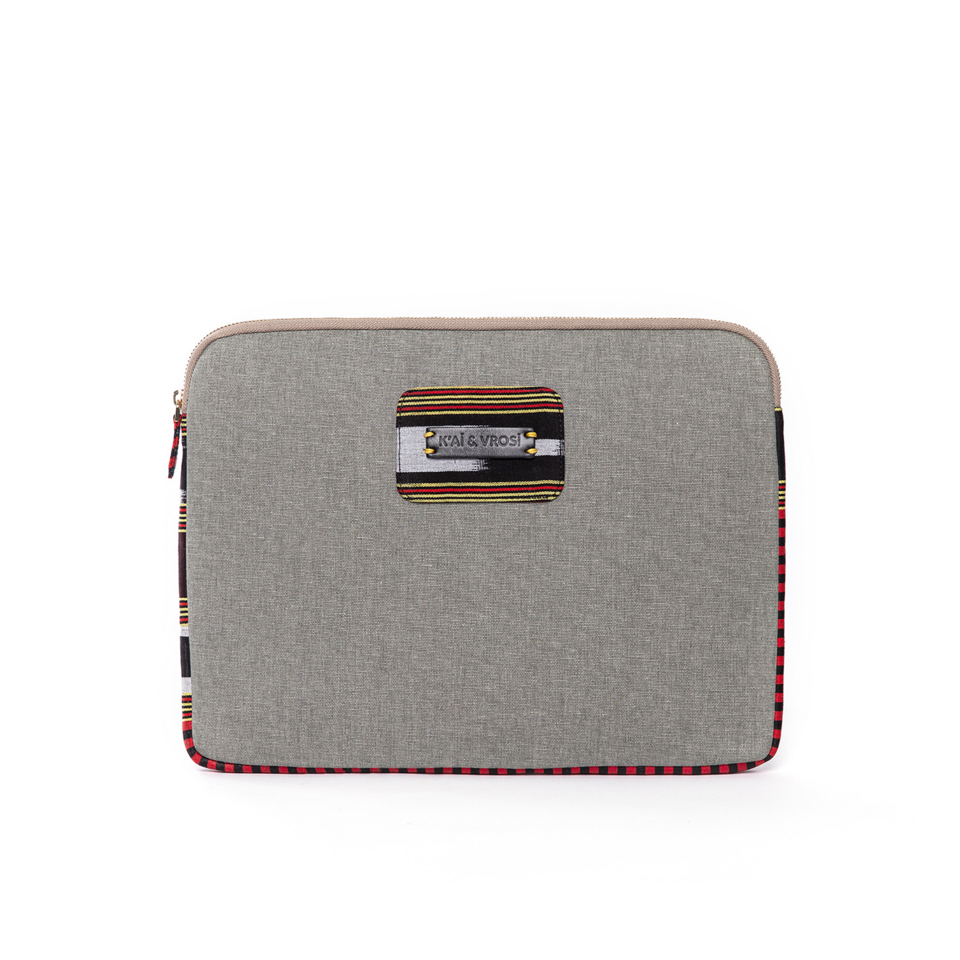Zipped, Patterned, Gray Canvas Laptop Case for 13