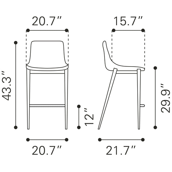Magnus Barstool (Set of 2) Dark Gray & Black