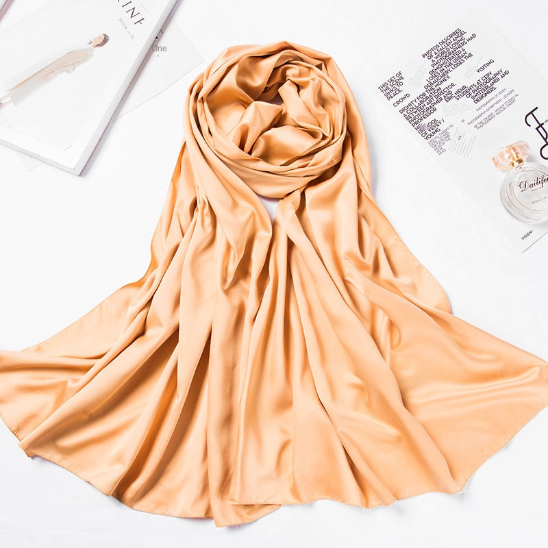 Malaysia bawal 110*110cm Large Square Scarf Single Color Matte Satin Silk Scarf Women's Headscarf Shawl