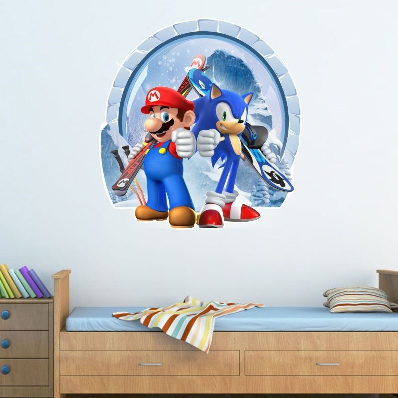 Sonic Mario cartoon stickers self-adhesive wholesale creative decoration graffiti wall stickers posters for children's rooms