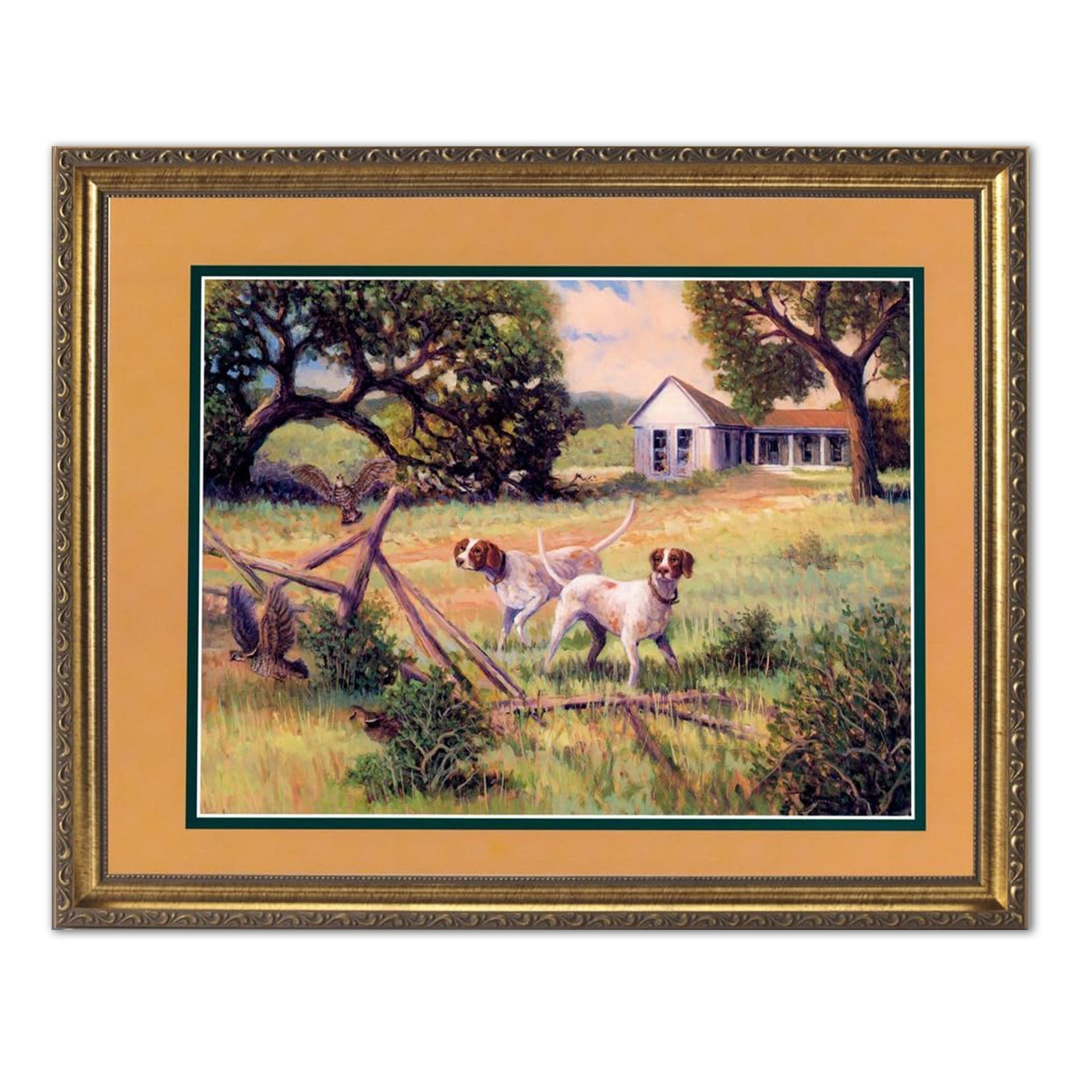 Gold Framed Art Print - Hunting Bird Picture With Solid Wood Moulding Frame