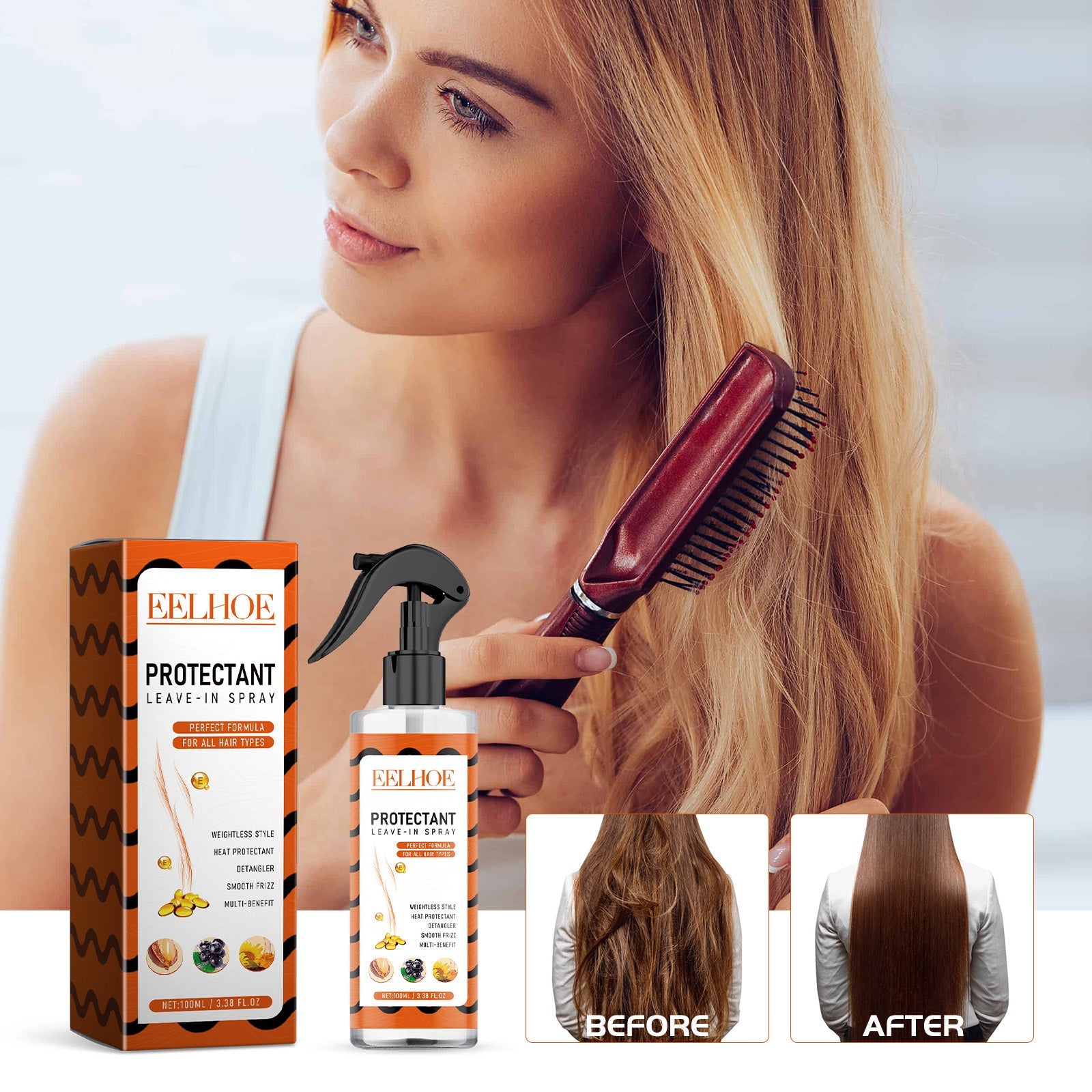 Protectant Leave-In Spray, Repair Bifurcated Dry Hair And Frizzy Hair Damaged Moisturize Hair And Smooth Hair