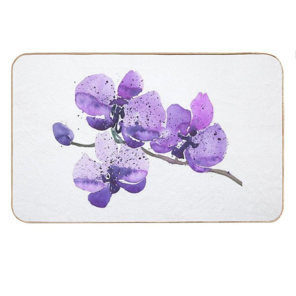 Purple Orchid Watercolor Bath Mat