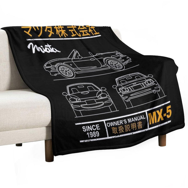 Blueprint of The MX-5 Miata Eco-conscious Throw Blanket