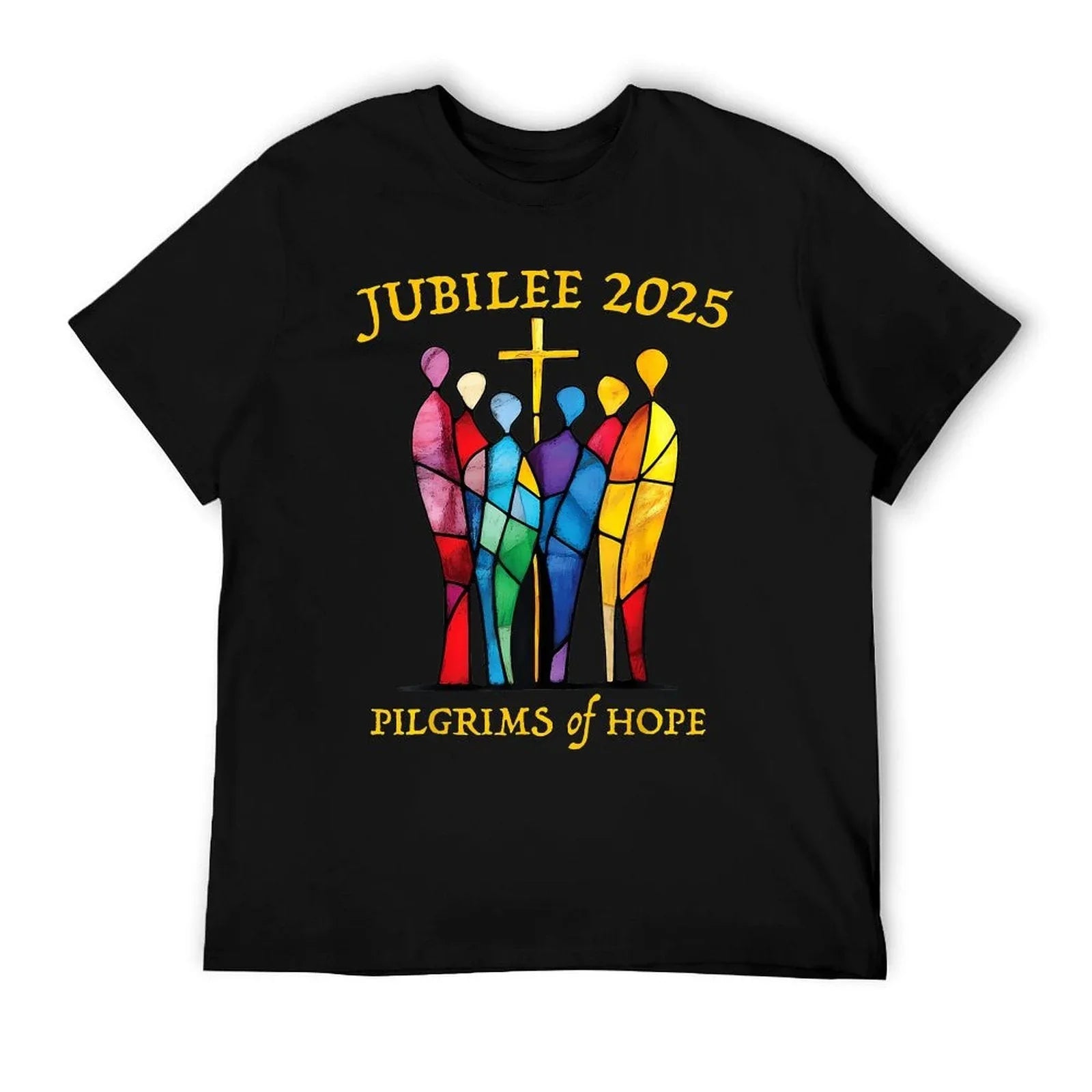 Catholic Jubilee 2025 Stained Glass Pilgrims Of Hope T-Shirt