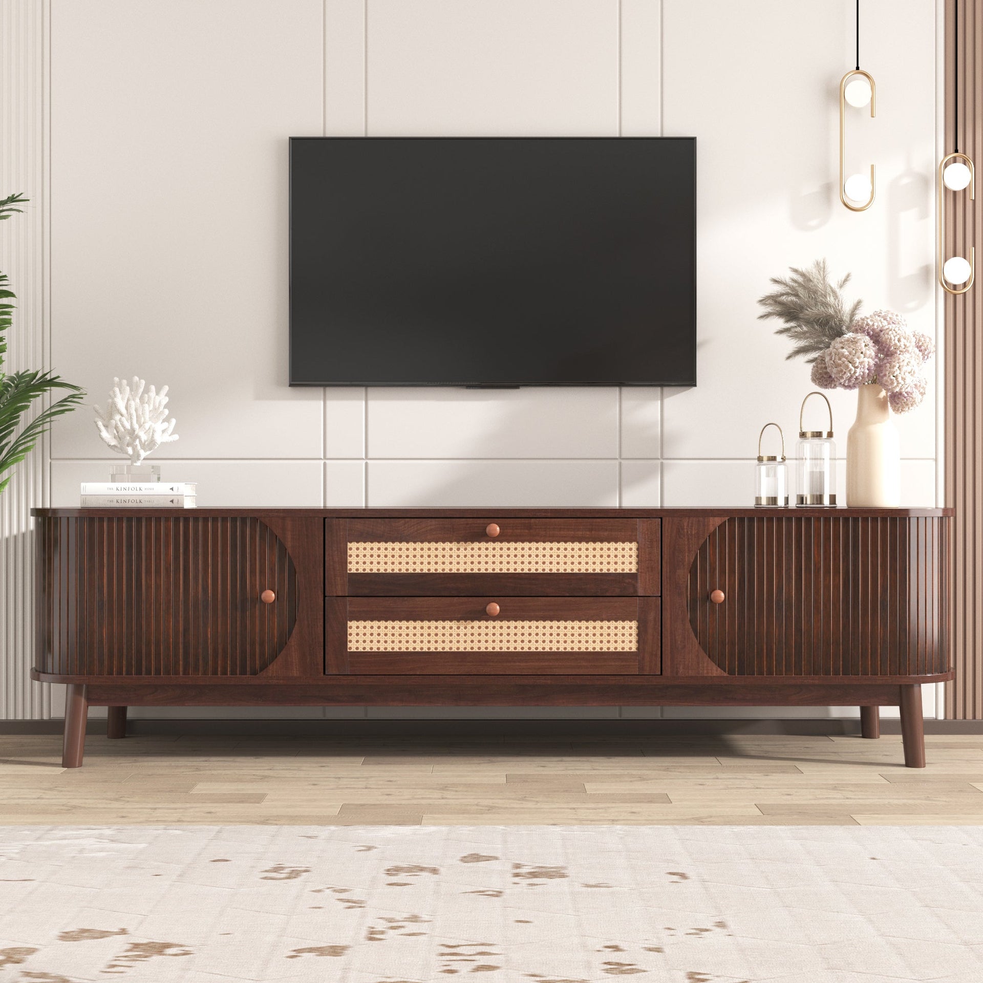Modern Farmhouse Rattan TV Stand BLAKHOM