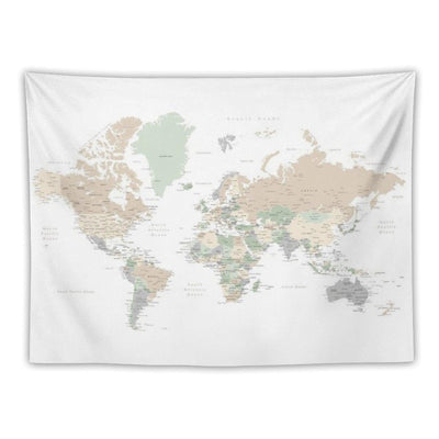 Detailed World Map with Cities, Anouk Tapestry