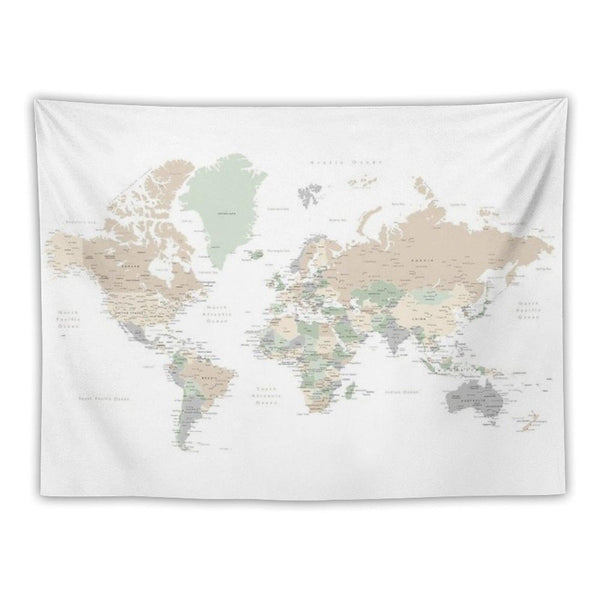 Detailed World Map with Cities, Anouk Tapestry