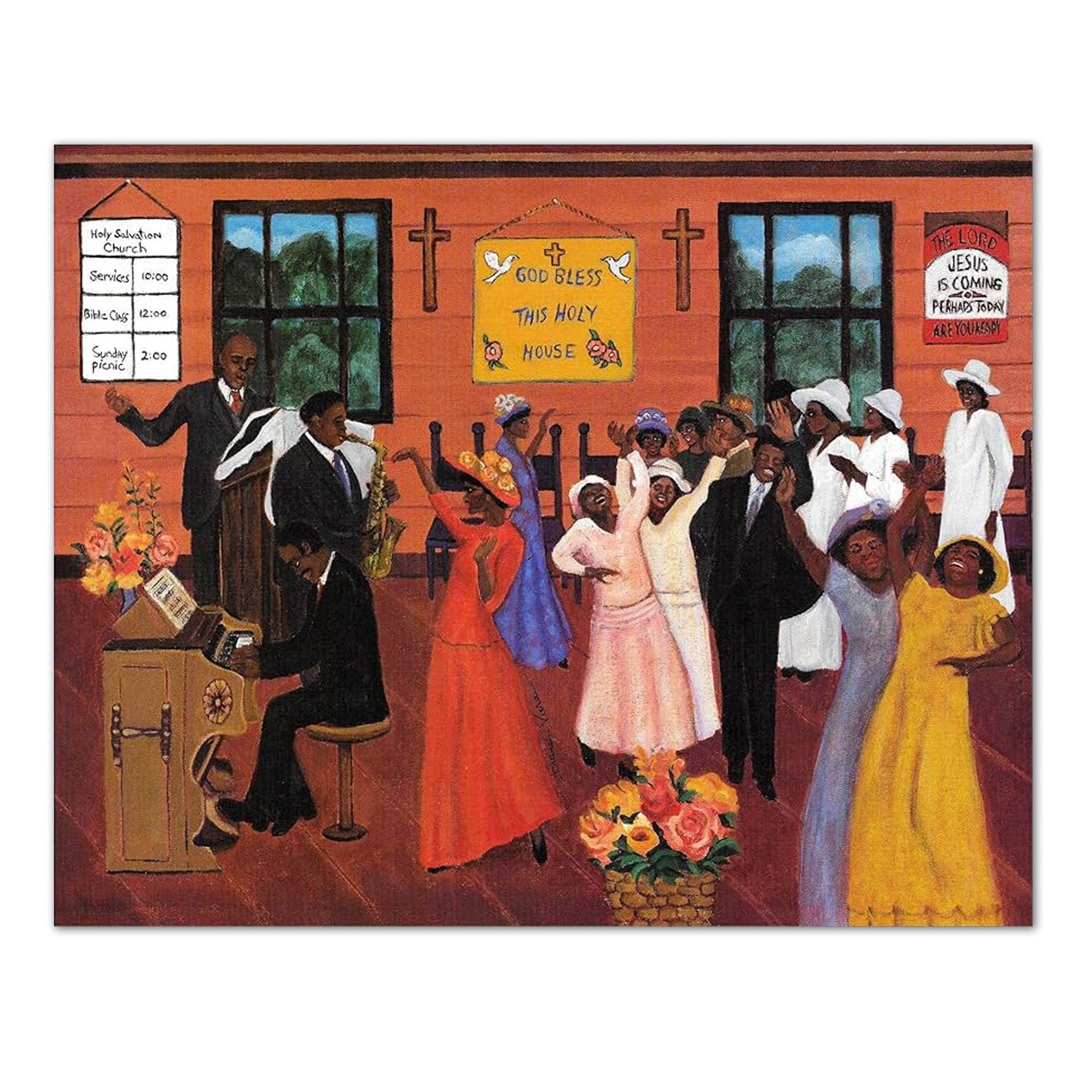 Black Church Art Print - African American 8x10 Unframed Religious Wall Decor