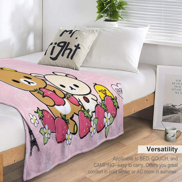 Cute Rilakkuma Strawberry All-season Throw Blanket