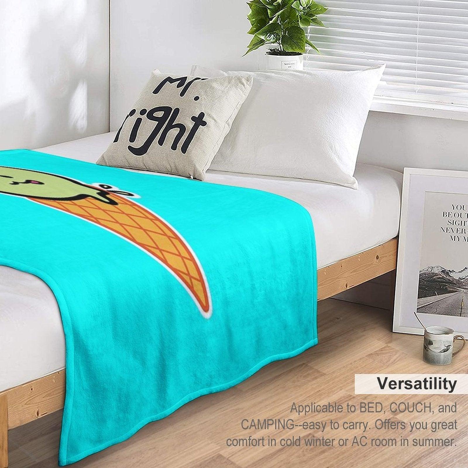 Kawaii Green Tomato Mascot No. 4 Throw Blanket