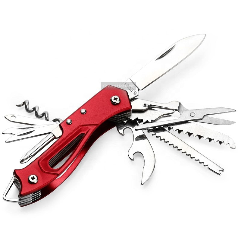 440 Stainless Steel Pocket Multi Functionioal with Folding Knife With Saw Scissors Screw Opener Wautton Outdoor Gear