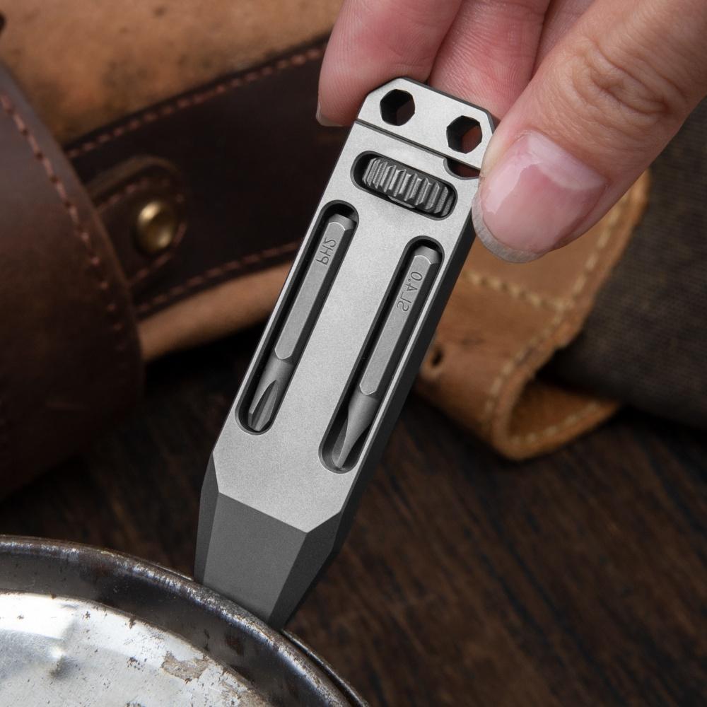Titanium Alloy Telescopic Crowbar Camping Bottle Opener Screwdriver Wrench Outdoor EDC Hand Tools With 3 Batch Head Wautton Outdoor Gear
