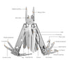 18 in 1 Silvery Outdoor Multitool Pliers Stainless Steel Folding Full Locking Combination Camping Multitool Pliers With Bits Driver