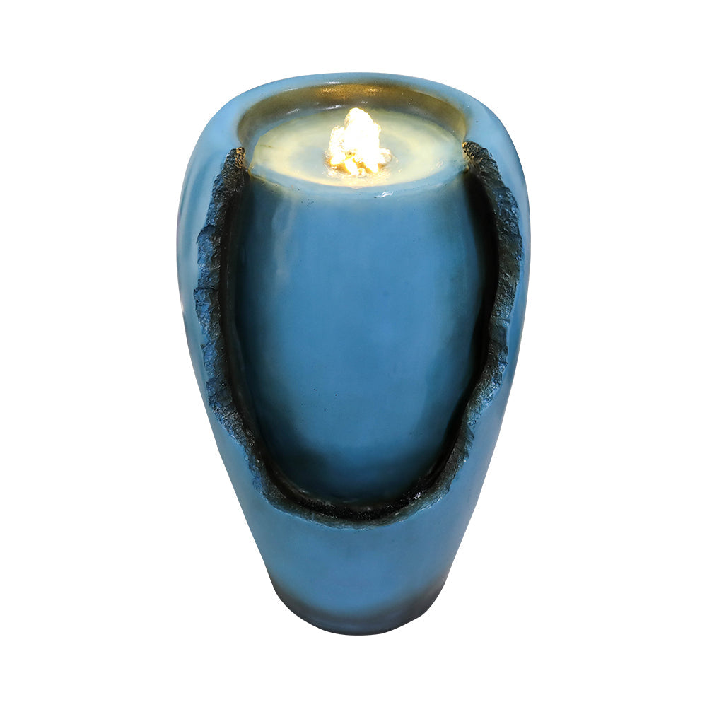 Resin Blue Vase Water Fountain Tabletop with LED