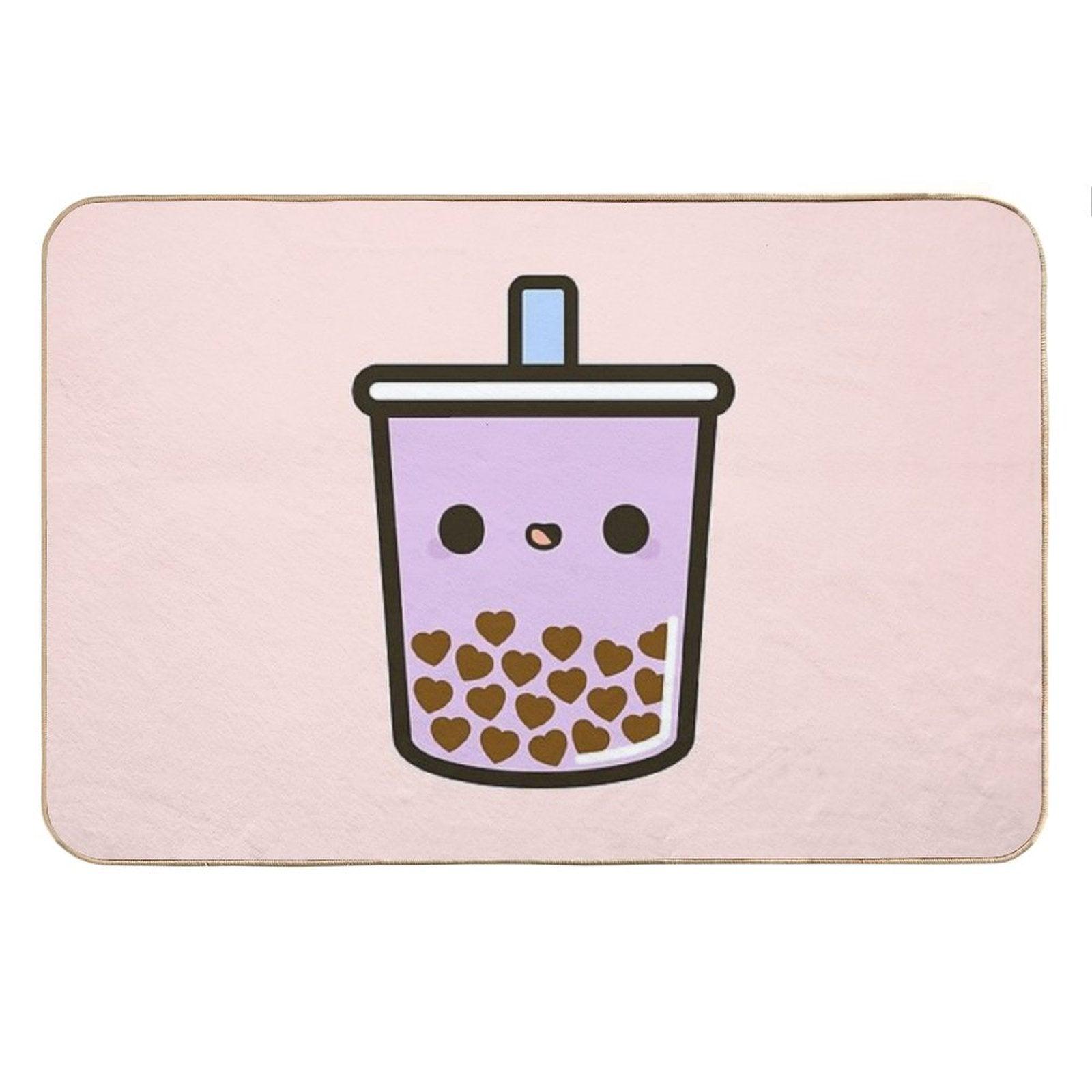 Cute Love Heart Bubble Tea Bath Mat