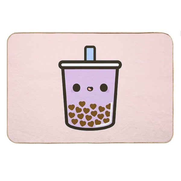Cute Love Heart Bubble Tea Bath Mat