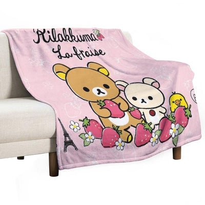 Cute Rilakkuma Strawberry All-season Throw Blanket