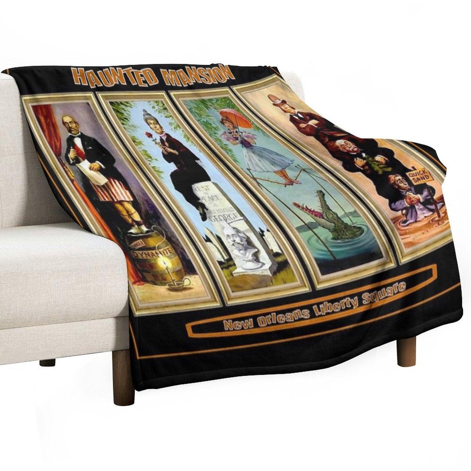 HAUNTED MANSION  Vintage New Orleans Liberty Square Prints. Throw Blanket