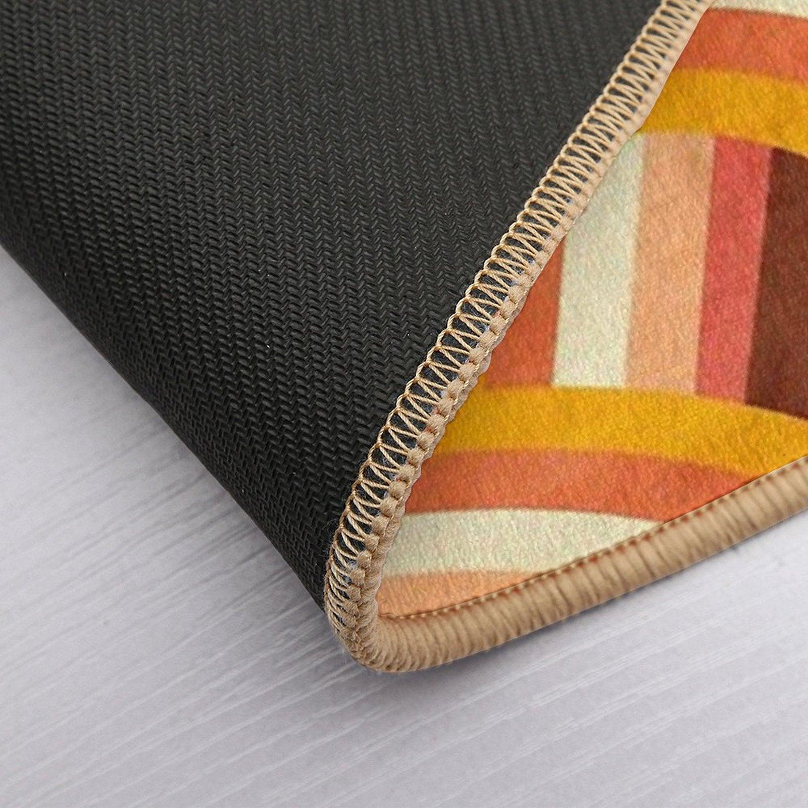 Vintage Orange 70's Style Rainbow Stripes Bath Mat