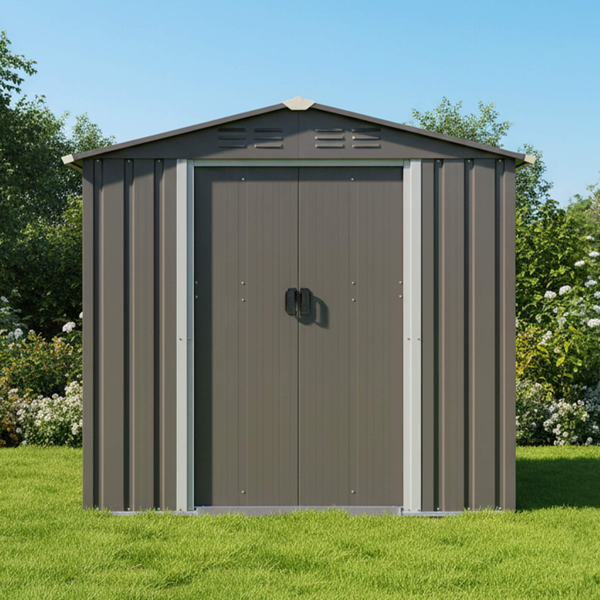 [04X06FT] Outdoor All-Weather Galvanized Metal Storage Shed With Sliding Door (SAK96472)