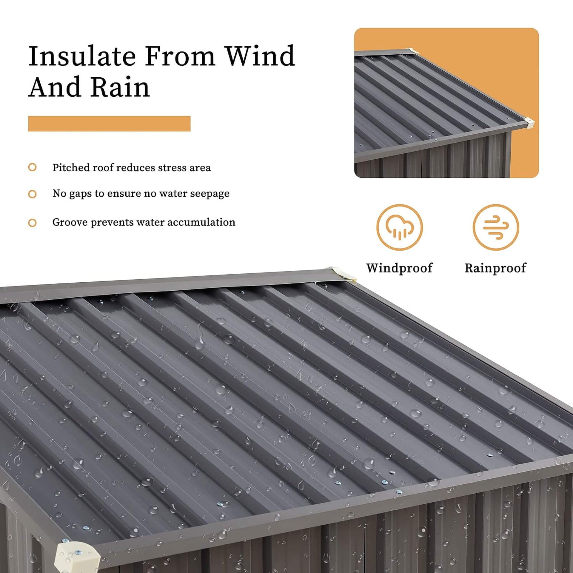 [04X06FT] Outdoor All-Weather Galvanized Metal Storage Shed With Sliding Door (SAK96472)