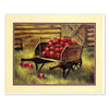 Mountain Farm Apples Art – Rustic Wheelbarrow Painting | Ready to Frame Print