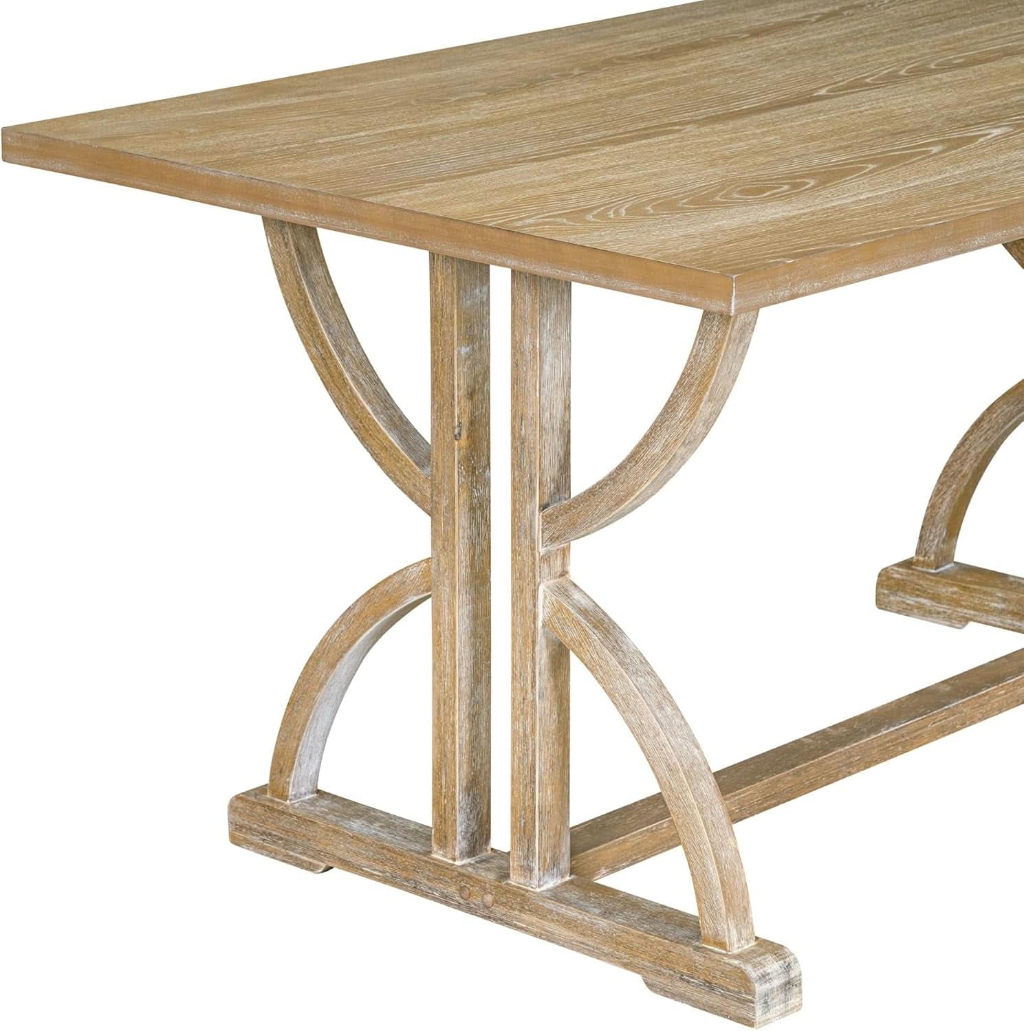 Industrial Solid Wood Rectangular Dining Table Set