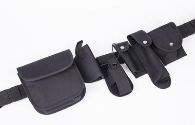 7 pcs Tactical Duty Belt Black Law Enforcement Hutning Equipment System Waist Gun Holster Flashlight Pouch set
