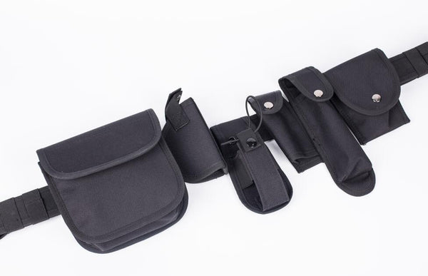 7 pcs Tactical Duty Belt Black Law Enforcement Hutning Equipment System Waist Gun Holster Flashlight Pouch set