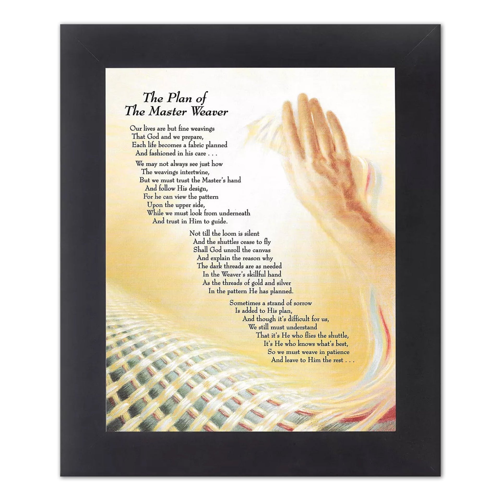 Framed Wall Art - Jesus Plan of Master Weaver Prayer 8x10 Black Wood Frame