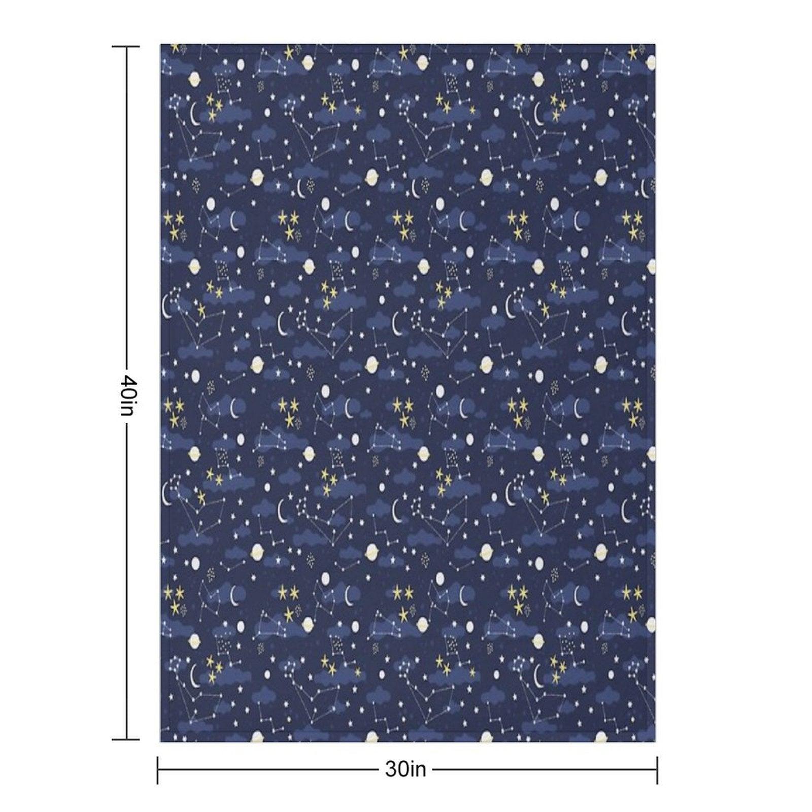 Galaxy - Cosmos, Moon And Stars. Astronomy Pattern. Cute Cartoon Universe Design. Throw Blanket